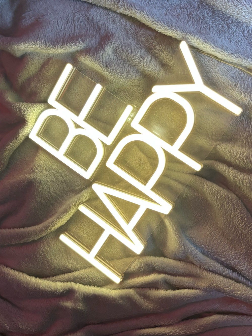 LED 'BE HAPPY' Neon Sign Light - White